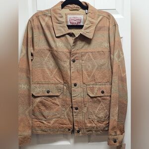 Levi's Tribal Print Utility Jacket Medium NWT 100% Cotton Snap Button & Zip West